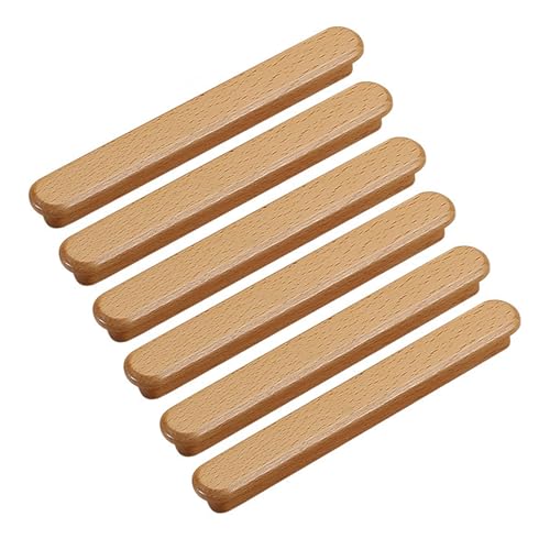 6 Stück Holz Griffe für Schränke Schrank Türgriffe Schubladengriffe Möbelgriffe Kleiderschrank Griffe mit Schrauben für Kommode Kleiderschrank Tür (Hole Pitch:128mm) von jiajulashou123