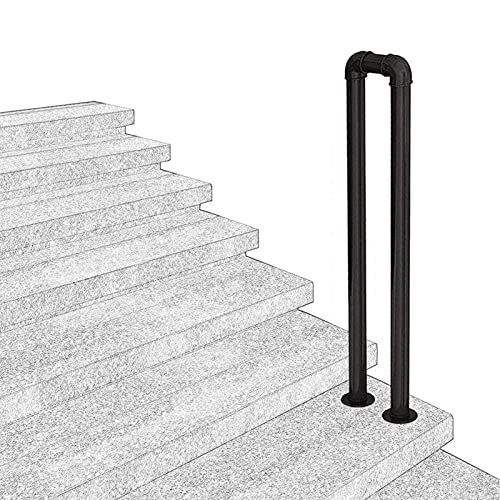 Handlauf Treppengeländer Innen Aussen Handläufe für Treppen Schmiedeeisen U-förmige Treppenhandläufe für Brüstung Treppen Balkon,Schwarz,Einfache Installation (95CM) von jiajulashou123