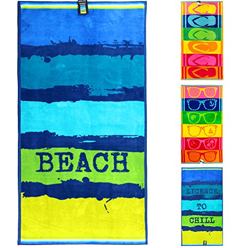 jilda-tex Strandtuch 90x180 cm Badetuch Strandlaken Handtuch 100% Baumwolle Velours Frottier Pflegeleicht (Painted Beach) von jilda-tex