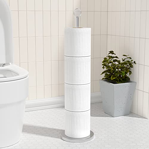 Silber Toilettenpapierhalter freistehend: Klopapierhalter-Aufbewahrungsständer aus Edelstahl zur Aufbewahrung von Ersatzrollen – Klorollenhalter für das Badezimmer von jockcaras