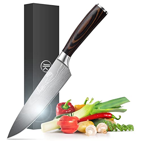 Joeji's Kitchen Kochmesser Profi Messer scharf aus rostfreiem Edelstahl mit ergonomischem Pakkaholzgriff als scharfes Küchenmesser scharf oder Fleischmesser geeignet als Geschenk für Hobbyköche von joeji's Kitchen