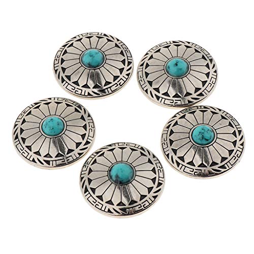 joyMerit 5 Stück Western Conchos Türkis Perlen Indian Indianer Concha Nieten zum Schrauben 30mm - Grün von joyMerit