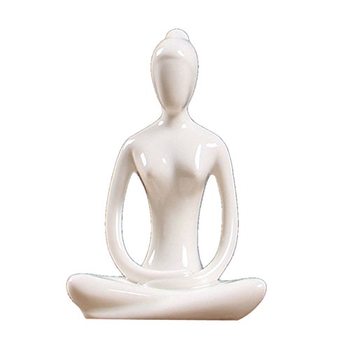 joyMerit Figur Skulptur Weiss Yoga Dekofigur Wohnungs-Deko Kunstwerk aus Keramik - 03 von joyMerit