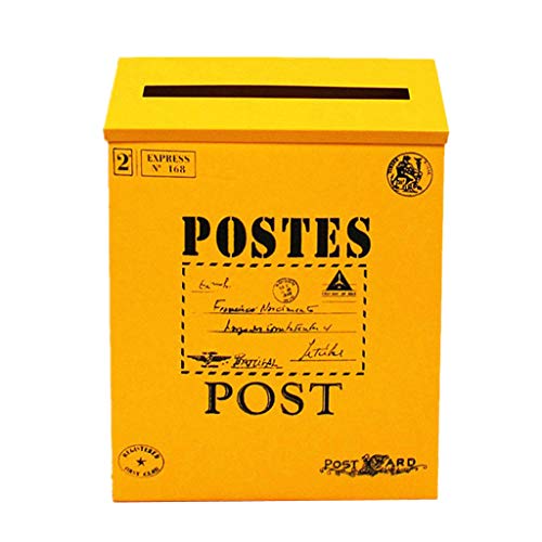 joyMerit Vintage Galvanized Mailbox Letterbox Postbox Zeitungshalter Box - Gelb von joyMerit