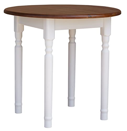 k koma Runder Kiefer Tisch Esstisch Holz Küchentisch massiv weiß Honig Landhausstil Eiche (70 cm) von k koma