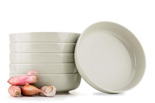 Konsimo. 6er Set Suppenteller - Pastateller - Tiefteller - für 6 Personen - Schale aus Keramik - VICTO Salatteller Mikrowellengeeignet - 18,5 cm - Beige von k. konsimo.