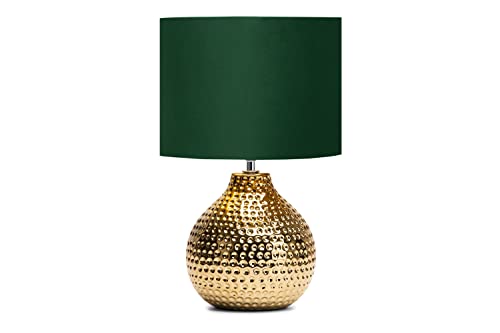 konsimo NIPER Tischlampe - Schreibtischlampe für Wohnzimmer, Schlafzimmer und Flur - Tischleuchten Leselampe - Desk Lamp - Lampen Bürolampe Grün und Gold von k. konsimo.