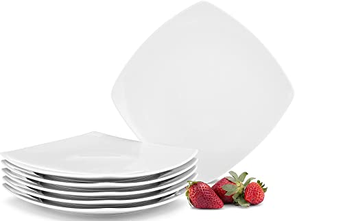 konsimo. Frühstücksteller für 6 Personen - 6er Set Kuchenteller - Dessertteller aus Porzellan - CARLINA Moderne Kleine Teller - 19x19 cm - Weiß von k. konsimo.