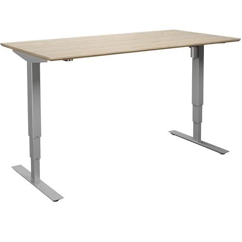 kaiserkraft | Schreibtisch Atlanta Trend | elektrisch höhenverstellbar | gerade | BxT 1400 x 800 mm | Eiche/Silber von kaiserkraft