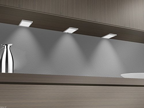 kalb Material für Möbel LED Unterbauleuchte 6Watt SET Sensor Küchenleuchte Einbauspot Einbaustrahler, Lichtfarbe:warmweiß, Setgröße:2er SET, Auswahl:ohne Sensor von kalb Material für Möbel