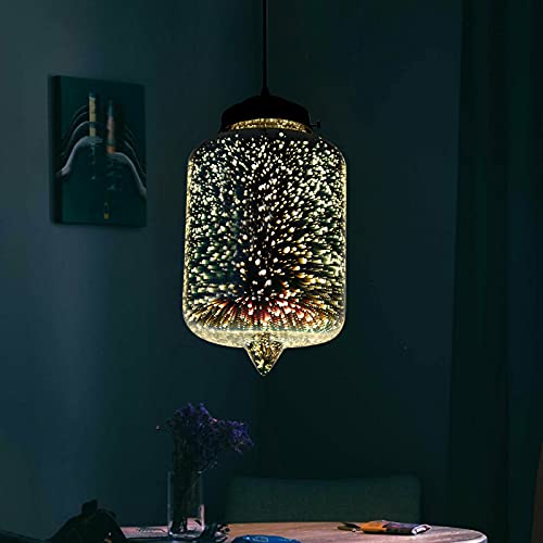 kangten Modernes Kreativ Deckenlampe 3D Feuerwerk Pendelleuchte Bunte Glas Hängeleuchte E27 LED 220V Licht Beleuchtung für Wohnzimmer, Esszimmer, Arbeitszimmer (Ohne Glühbirne) von kangten