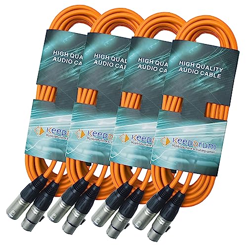 keepdrum 4x Mikrofonkabel XLR MC-001XX- XLR/XLR – Kabel (6m Orange) von keepdrum