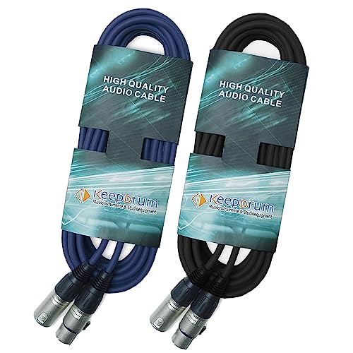 keepdrum DMX Kabel 10m 3-pol XLR-Lichtkabel 1x Schwarz 1x Blau von keepdrum