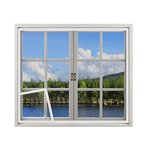 Fliegengitter Fenster,Insektenschutzfenster 85x125cm(33.4x49.2in) ohne Bohren Klebmontage Fenster für die Tore des Balkon Tors weiß von kegeles