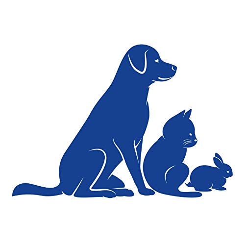 kleb-Drauf / 1 Hund, Katze und Hase/Blau - glänzend/Wandtattoo Wandaufkleber Wandsticker Aufkleber Sticker/Wohnzimmer Schlafzimmer Kinderzimmer Küche Bad/Deko Wände Glas Fenster Tür Fliese von kleb-drauf.de