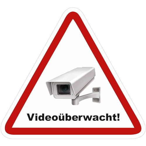 Kleberio® 4 selbstklebender PVC Aufkleber Warnschild 27 x 25 mm SEHR KLEIN!! - Videoüberwachung - Piktogramm Hinweis Aufkleber von kleberio