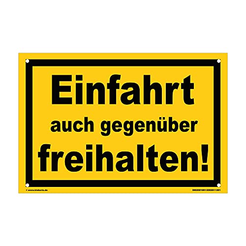 Kleberio® Ausfahrt freihalten Schild - Einfahrt auch gegenüber freihalten! - 30x20cm mit Bohrlöchern Parkplatzschild Parkverbotsschild Verkehrsschilder einfahrt freihalten Schilder parken verboten von kleberio