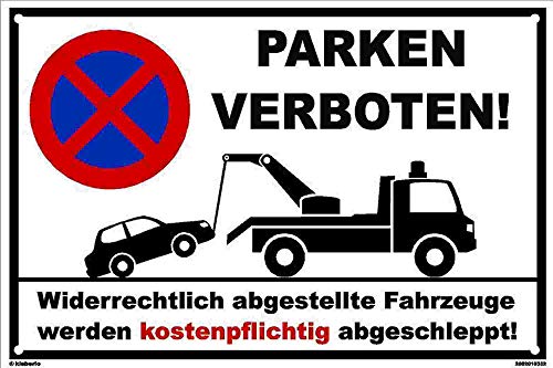 Kleberio® Parkplatz Schild 40 x 60 cm - Parken verboten - mit 4 Bohrlöchern (4mm) in den Ecken stabile Aluminiumverbundplatte von kleberio