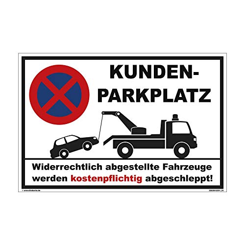 Kleberio® Parkplatz Schild Kunststoff - Kundenparkplatz - 30 x 20 cm Parken verboten Privatparkplatz Schild einfahrt freihalten Schilder Privat Parkplatzschilder Parken verboten Schild Parkschilder von kleberio