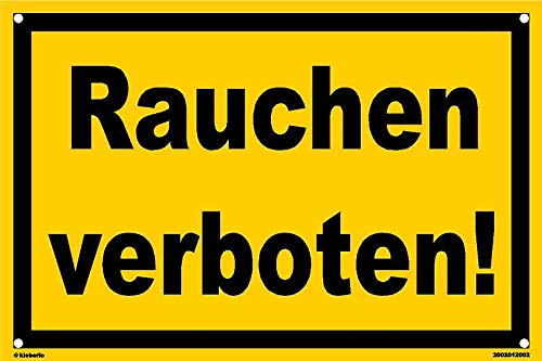 Kleberio® Verbots Schild 60 x 40 cm - Rauchen verboten - mit 4 Bohrlöchern (4mm) in den Ecken stabile Aluminiumverbundplatte von kleberio