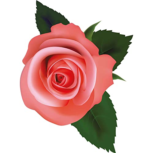 Kleberio selbstklebender Aufkleber Sticker Autoaufkleber wetterfest Blumen Mülltonne Blumenwiese Dekoration Fensterbild Fliesenaufkleber 20 x 14 cm - Rosa Rose - von kleberio