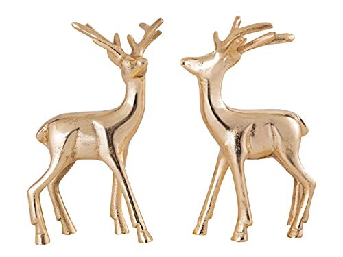 kreatives Wohnen Figur 2er Set Hirsch Tischdekoration Tierfigur Metall Weihnachtsdeko Gold Aluminium Gold Deko von kreatives Wohnen