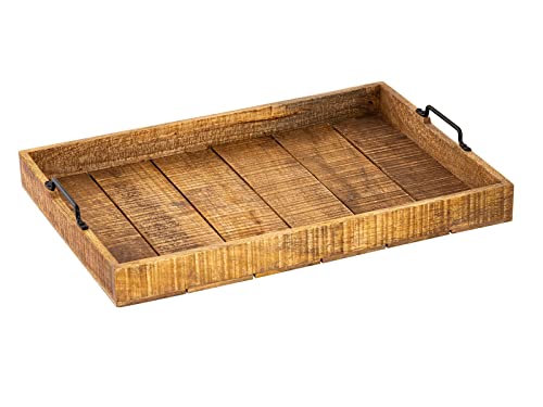 Holztablett Serviertablett XXL 57x39cm Tablett Holz Deko Tablett aus Mangoholz massiv von kreatives Wohnen