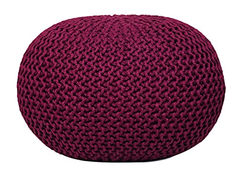 kreatives Wohnen Pouf Sitzpouf Strickhocker Strickpuff Ø 55 cm Innen & Außen waschbar Brillante Farben! Bordeaux - Amaranth Premium von kreatives Wohnen