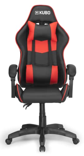 kubo Schreibtischstuhl Gaming, ergonomischer Stuhl, höhenverstellbar, 360° drehbar, Feste Armlehnen, Metall Nylon Kunststoff, rot, One Size von kubo