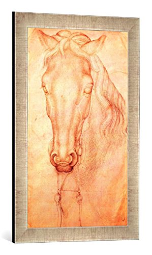 Gerahmtes Bild von Antonio Pisanello Head of a Horse, Kunstdruck im hochwertigen handgefertigten Bilder-Rahmen, 40x60 cm, Silber Raya von kunst für alle