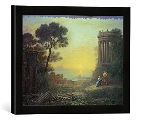 Gerahmtes Bild von Claude Lorrain Claude Lorrain, Apollo und Sibylle, Kunstdruck im hochwertigen handgefertigten Bilder-Rahmen, 40x30 cm, Schwarz matt von kunst für alle