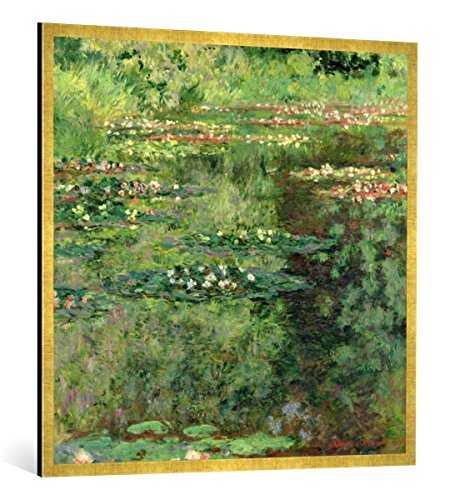 Gerahmtes Bild von Claude Monet The Waterlily Pond, 1904", Kunstdruck im hochwertigen handgefertigten Bilder-Rahmen, 100x100 cm, Gold Raya von kunst für alle