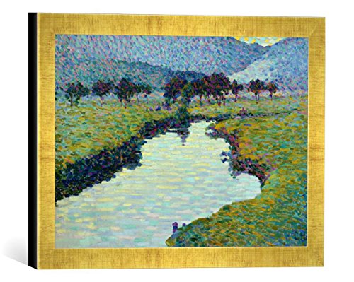 Gerahmtes Bild von Curt Herrmann Flußlandschaft bei Pretzfeld, Kunstdruck im hochwertigen handgefertigten Bilder-Rahmen, 40x30 cm, Gold Raya von kunst für alle