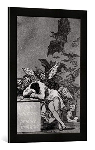 Gerahmtes Bild von Francisco Jose de Goya y Lucientes The Sleep of Reason Produces Monsters, from 'Los Caprichos', Kunstdruck im hochwertigen handgefertigten Bilder-Rahmen, 40x60 cm, Schwarz matt von kunst für alle