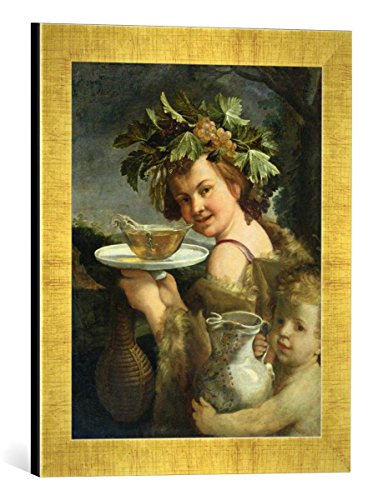Gerahmtes Bild von Guido Reni Bacchus, Kunstdruck im hochwertigen handgefertigten Bilder-Rahmen, 30x40 cm, Gold Raya von kunst für alle