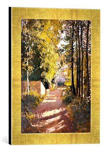 Gerahmtes Bild von Gustave Caillebotte Allée sousbois en Normandie, Kunstdruck im hochwertigen handgefertigten Bilder-Rahmen, 30x40 cm, Gold Raya von kunst für alle