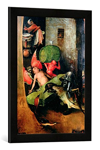 Gerahmtes Bild von Hieronymus Bosch The Last Judgement : Detail of The Cask, Kunstdruck im hochwertigen handgefertigten Bilder-Rahmen, 40x60 cm, Schwarz matt von kunst für alle