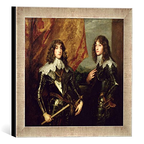 Gerahmtes Bild von Sir Anthony van Dyck "Prince Charles Louis (1617-80) Elector Palatine and his Brother, Prince Rupert (1619-82) of the Palatinate, 1637", Kunstdruck im hochwertigen handgefertigten Bilder-Rahmen, 30x30 cm, Silber raya von kunst für alle