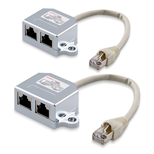 kwmobile 2X Netzwerkkabel Splitter Anschlussverdoppler - Netzwerk ISDN Adapter LAN Verteiler - T-Adapter - Netzwerk Kabel auf 1x ISDN 1x Ethernet von kwmobile