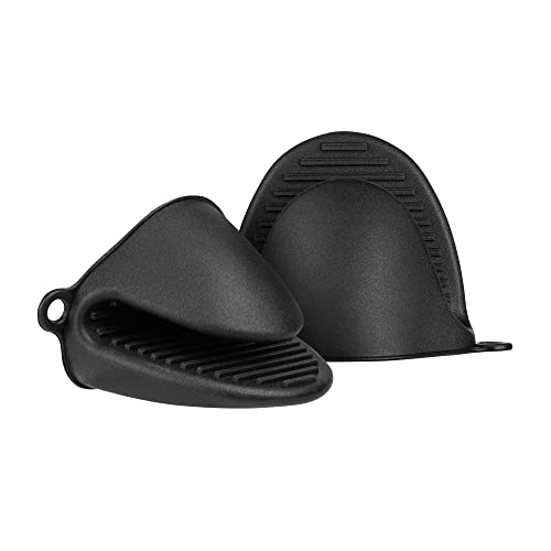 kwmobile 2X Silikon Topflappen - Ofenhandschuh Set - Topfhandschuhe - Topflappen Handschuhe - Backofenhandschuhe aus Silikon - Schwarz von kwmobile