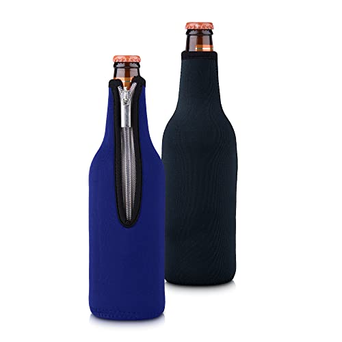 kwmobile 2X 330-500ml Flasche Flaschenkühler - für Bier und andere Getränke - aus isoliertem Neopren - Kühler in Dunkelblau Blau von kwmobile