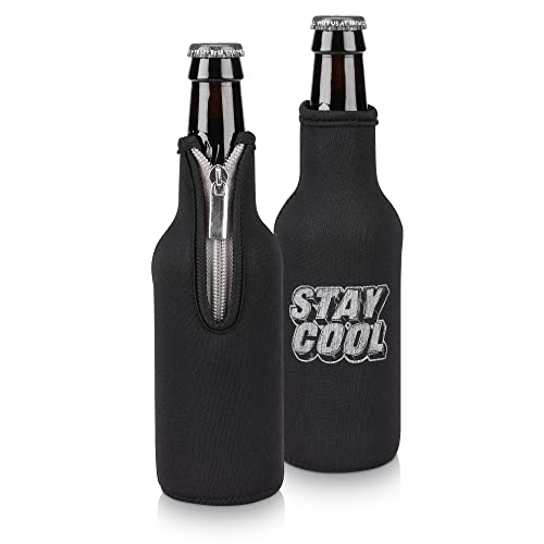 kwmobile 2x 330ml Flasche Flaschenkühler - für Bier andere Getränke - Neopren Kühler Stay cool Weiß Schwarz von kwmobile