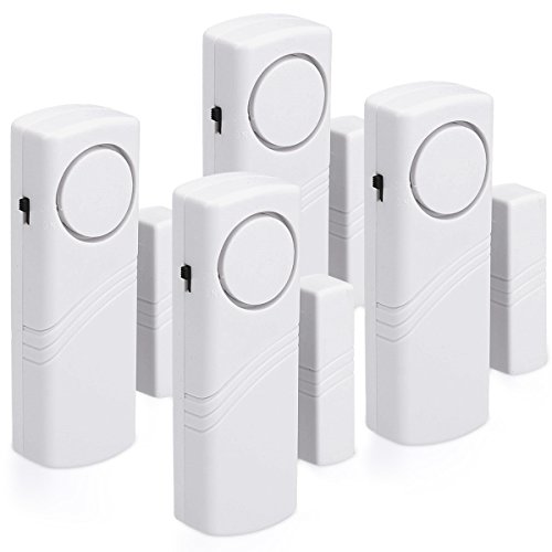 kwmobile 4er Set Tür Fenster Alarm - 4x akustischer Einbruchschutz mit Batterien - Drahtlose Home Security Alarmanlage - Sirene mit 100dB Lautstärke von kwmobile