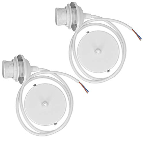 kwmobile E27 Lampenfassung mit Deckenbefestigung Set - 2x Lampenaufhängung Weiß mit 80cm Kabel und Schraubring - Schnurpendel Pendelleuchte Lampe von kwmobile