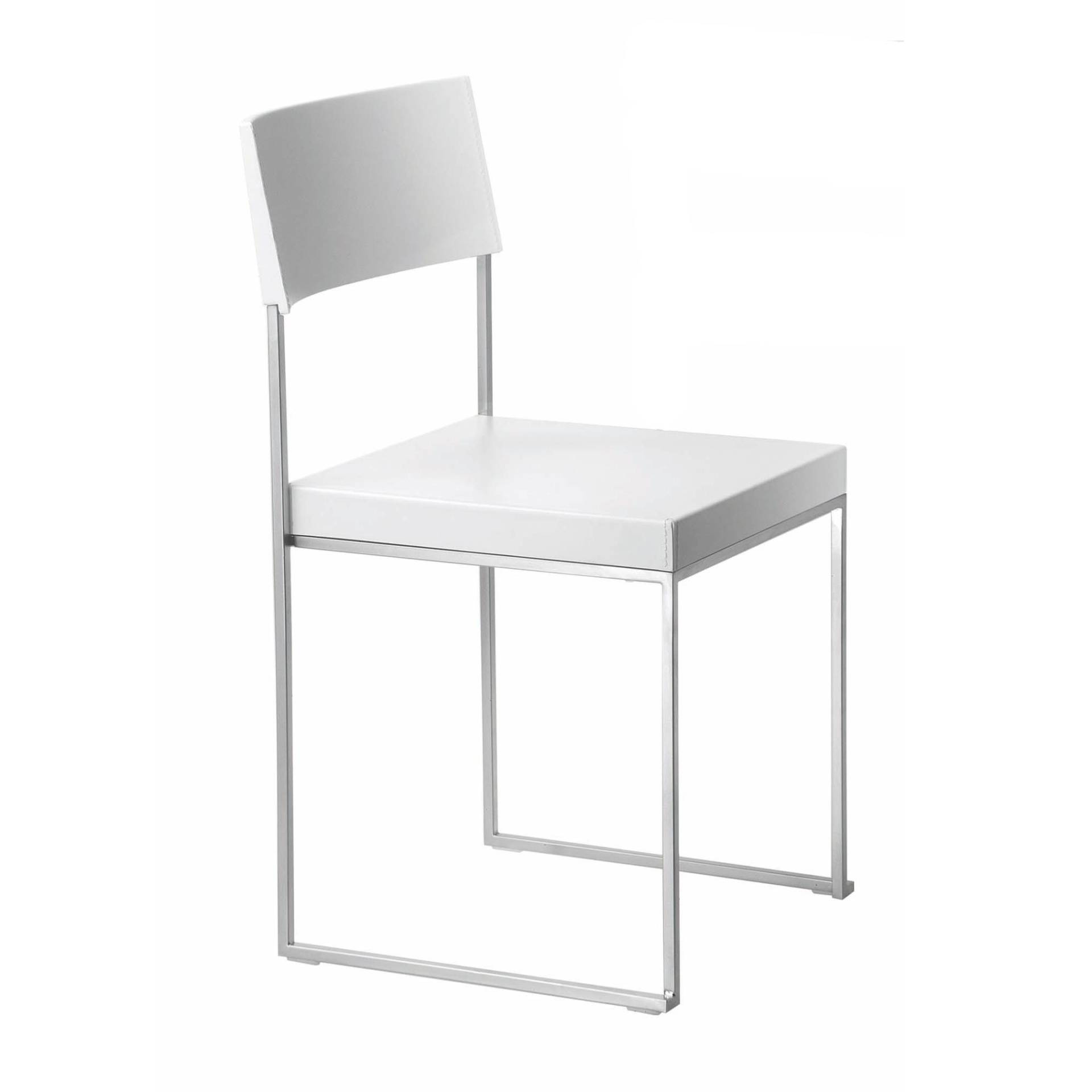 la palma - Cuba S56 Stuhl Sitzfläche Holz stapelbar - weiß/lackiert/BxHxT 43x78x49cm/Gestell matt verchromt von la palma
