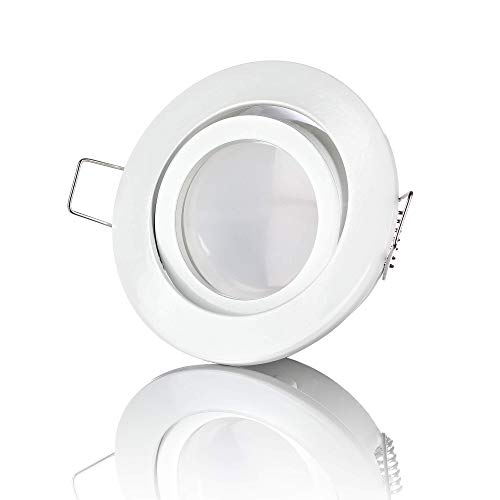 lambado® Premium LED Spots 230V Flach in Weiß - Hell & Sparsam inkl. 5W Strahler neutralweiß dimmbar - Moderne Beleuchtung durch zeitlose Einbaustrahler/Deckenstrahler von lambado