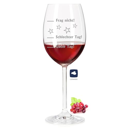 laser-diele Leonardo Weinglas mit Gravur als Geburtstagsgeschenk – Geschenke für Frauen – Stimmungsglas – Rotwein – Guter Tag Schlechter Tag von laser-diele