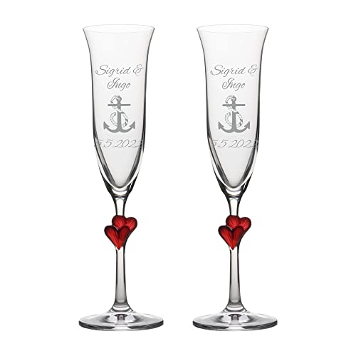 laser-diele Sektgläser mit Gravur - Geschenk zur Hochzeit - Personalisierte Sektgläser – Geschenke für Paare – L'Amour (Anker) von laser-diele