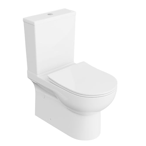 LAVITA Einteilige Stand-WC mit eingebautem Spülkasten POSEJDON WHITE | Komplett-Set | WC deckel mit Absenkautomatik | Keramik Toilette Spülrandlos | Toilettenschüssel | Toilettenbecken Stehend von lavita
