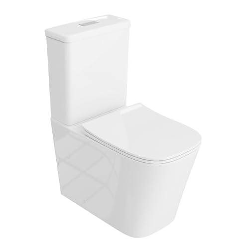 LAVITA Einteilige Stand-WC mit eingebautem Spülkasten TRYTON WHITE | Komplett-Set | WC deckel mit Absenkautomatik | Keramik Toilette Spülrandlos | Toilettenschüssel | Toilettenbecken Stehend von lavita
